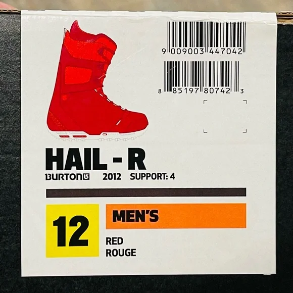 Burton HAIL-R Mens Snowboard Boots - Size 12 - RED - Minty  display picture 3